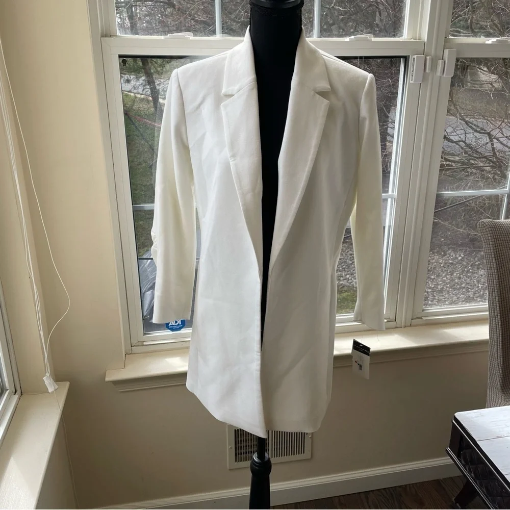 Tahari Asl Ruched Sleeve White Women Blazer Size 2 - Picture 9 of 11